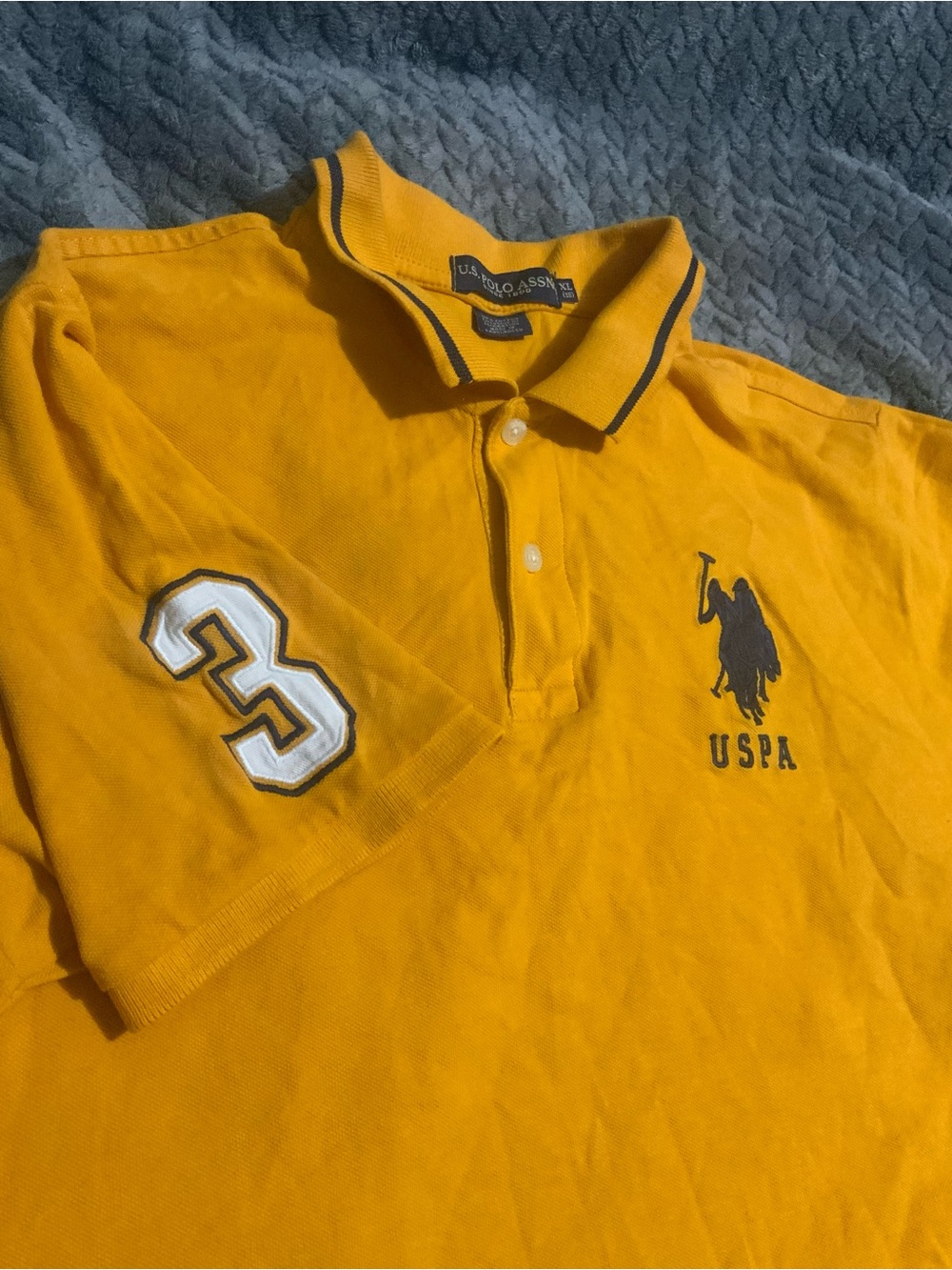 U.S. Polo Assn. Men's Bright Yellow Polo with Embroidered Logo and Sleeve